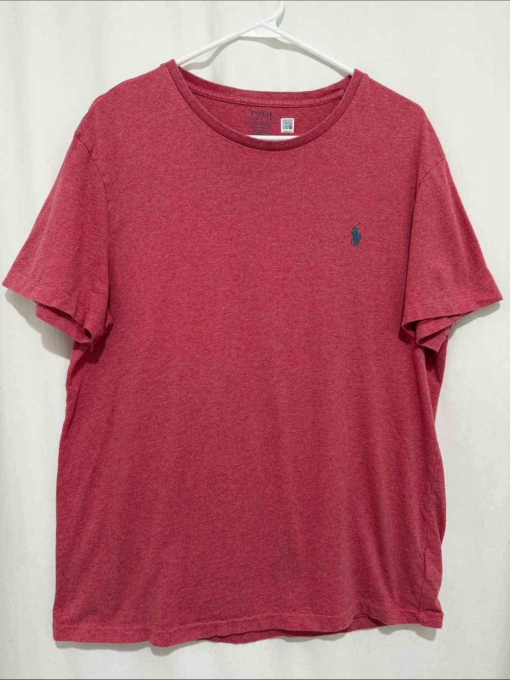 Polo Ralph Lauren Heathered Red Crewneck T-Shirt Classic Pony Logo Casual Size L